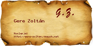 Gere Zoltán névjegykártya